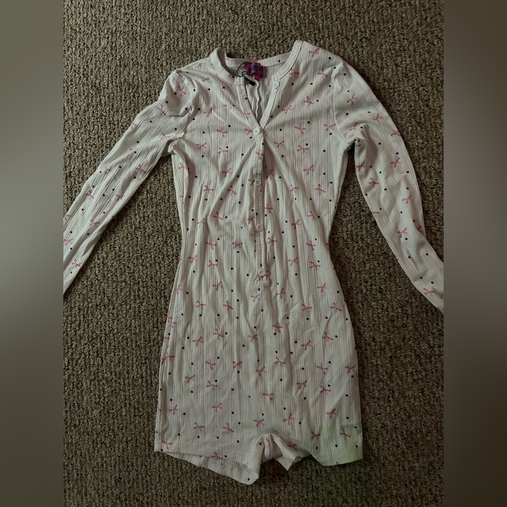 White and Pink Floral Sleep Romper
